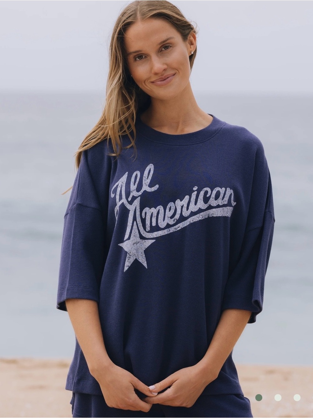 Daily Drills SOLD OUT Thermal Sleep Set American Graphic Short-Sleeve Top - Nav